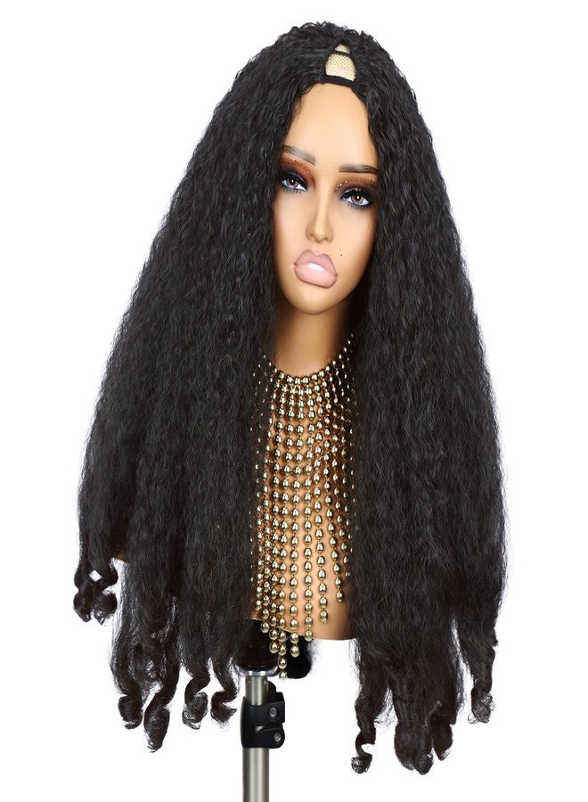 Quantum Love Yaki Curly V Part Wigs for Black Women Afro Curly V Part Synthetic Braided Hair 24 Inch Kinky Curly Clip in Half Wig with Bouncy Curls - Image 2